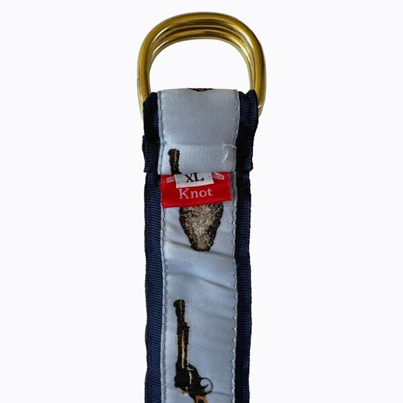 Knot Belt Oyster Shooter Ribbon Belt XL Light Blue Gun Shell Pattern Preppy Golf - Picture 4 of 4